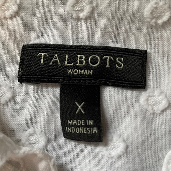 Talbots White Polka Dot Button Down Shirt Size 14W - Picture 6 of 10